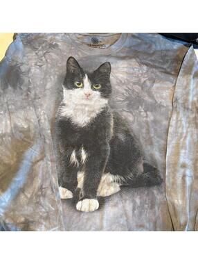 The Mountain Y2K Gray Tie Dyed Long Sleeve Cat Shirt 2XL